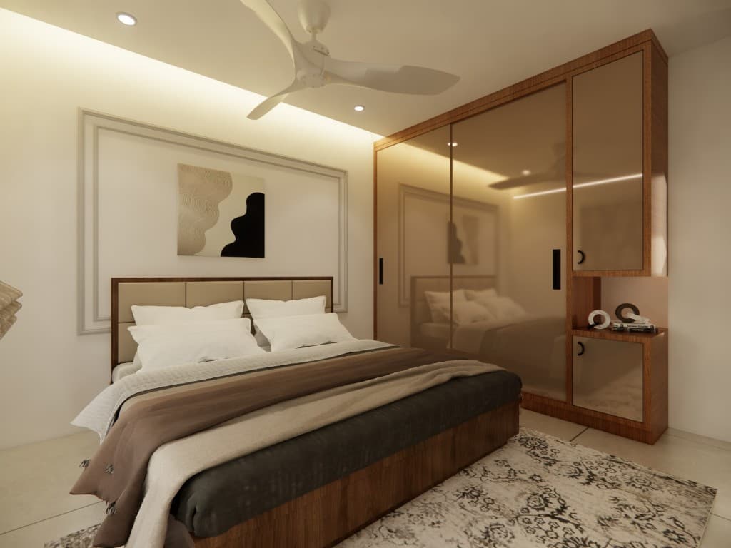 Living room interior render — still 9